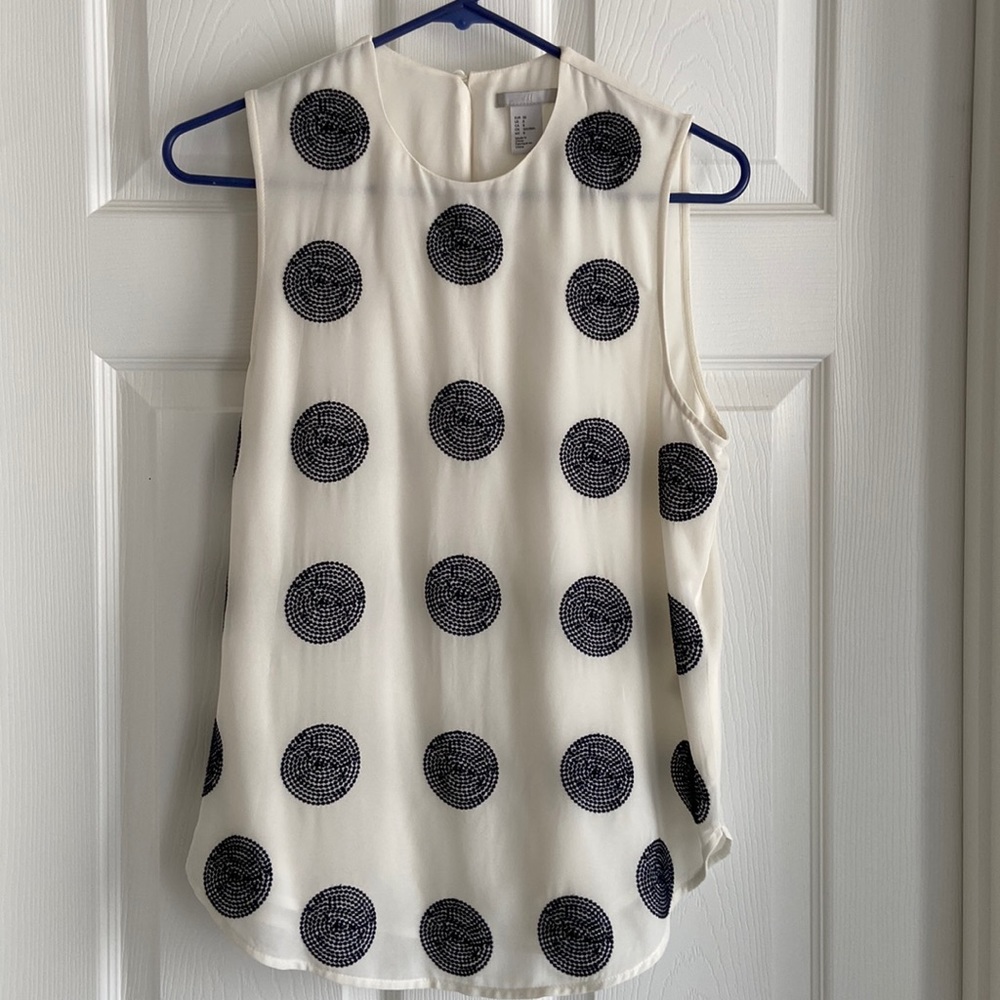 H&M navy and cream blouse